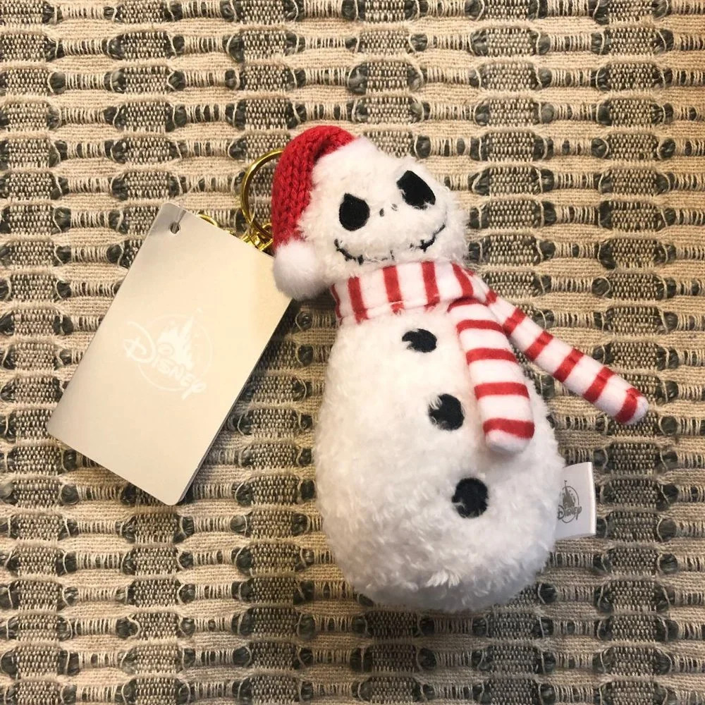 Disney Japan Christmas Holiday Jack Skellington Snowman Plush Keychain US Seller - Picture 1 of 2
